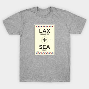 LAX to SEA Airport / Los Angeles to Seattle T-Shirt